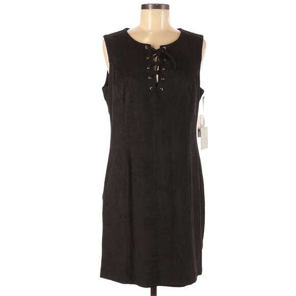 1.State Dresses & Skirts - 1.STATE faux suede lace-up bodycon above the knee dress rich black Size 12 NEW